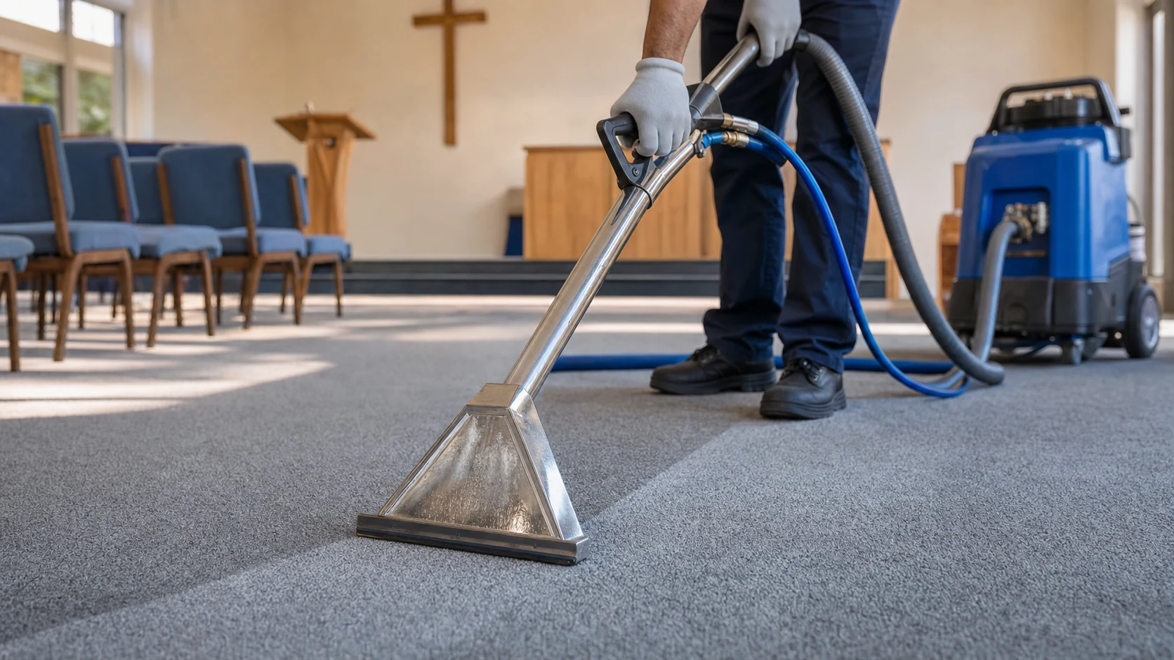 Clean Best technician extracting a traffic lane from carpet in Matraville NSW